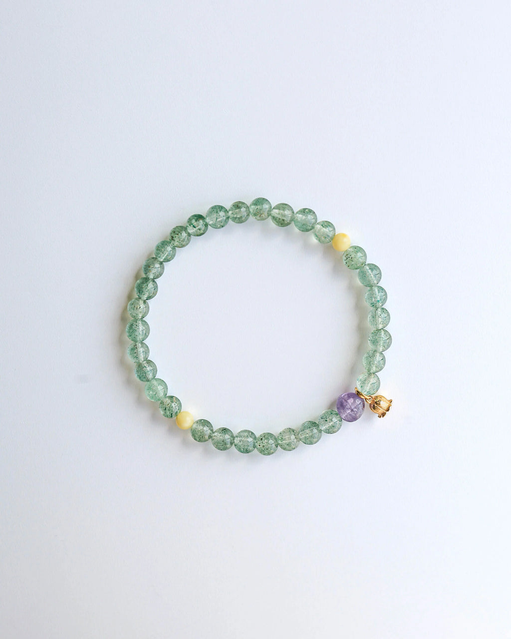 Opus Green Strawberry Quartz, Amethyst & Amber Beaded Bracelet