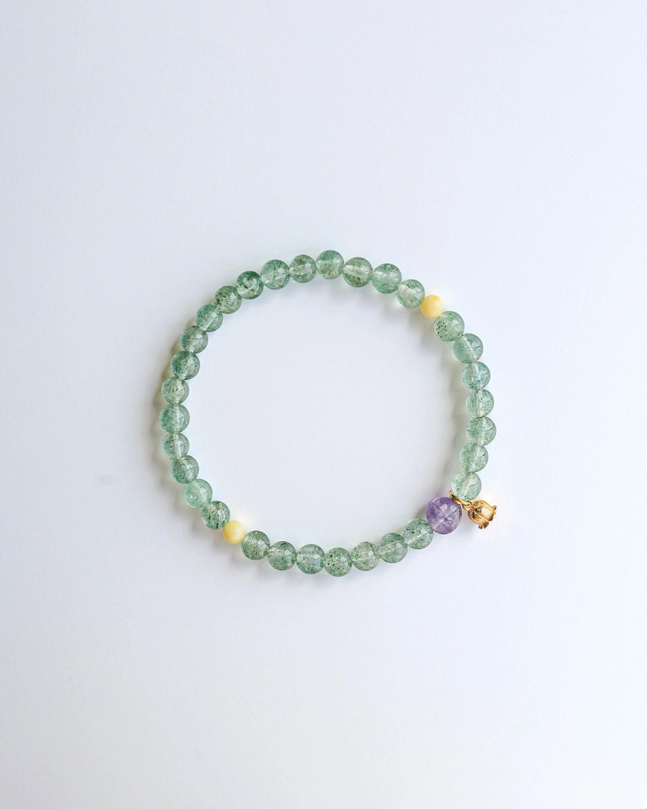 Opus Green Strawberry Quartz, Amethyst & Amber Beaded Bracelet