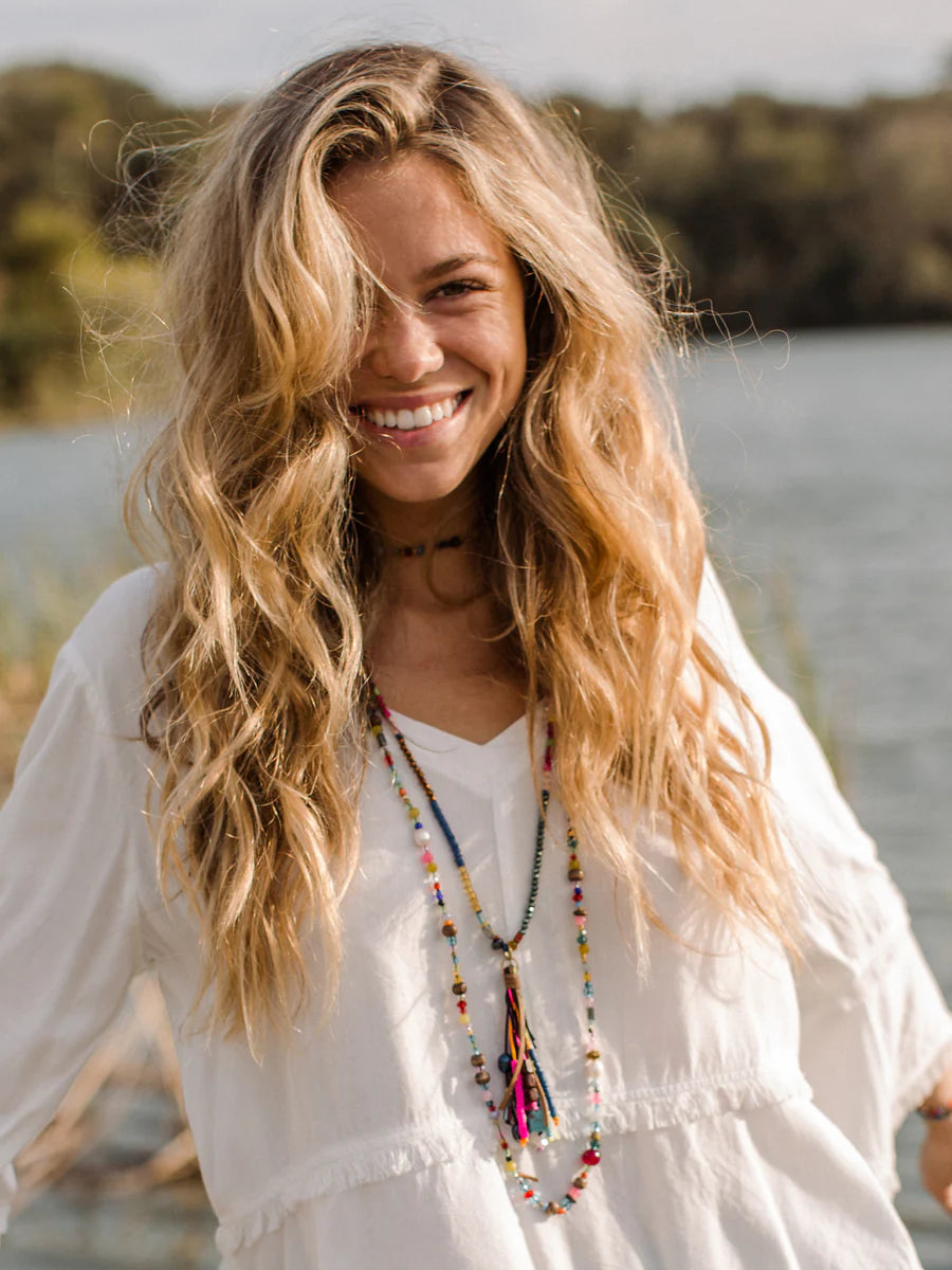 Opus Boho Glass & Pearl Beaded Necklace - Multicolor