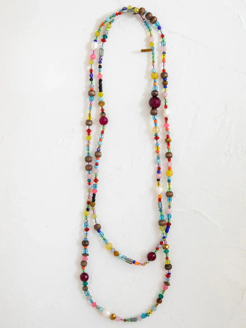 Opus Boho Glass & Pearl Beaded Necklace - Multicolor