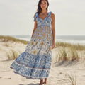 OPUS Vintage Floral Ribbon Tie Maxi Dress - Blue