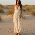OPUS Boho Halter V-Neck Open Back Maxi Dress